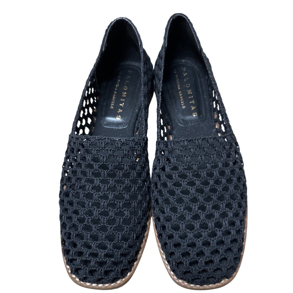 Palomitas Paloma Barceló Black Woven Mesh Ballet Flats Fisherman EU 38 - Picture 3 of 7